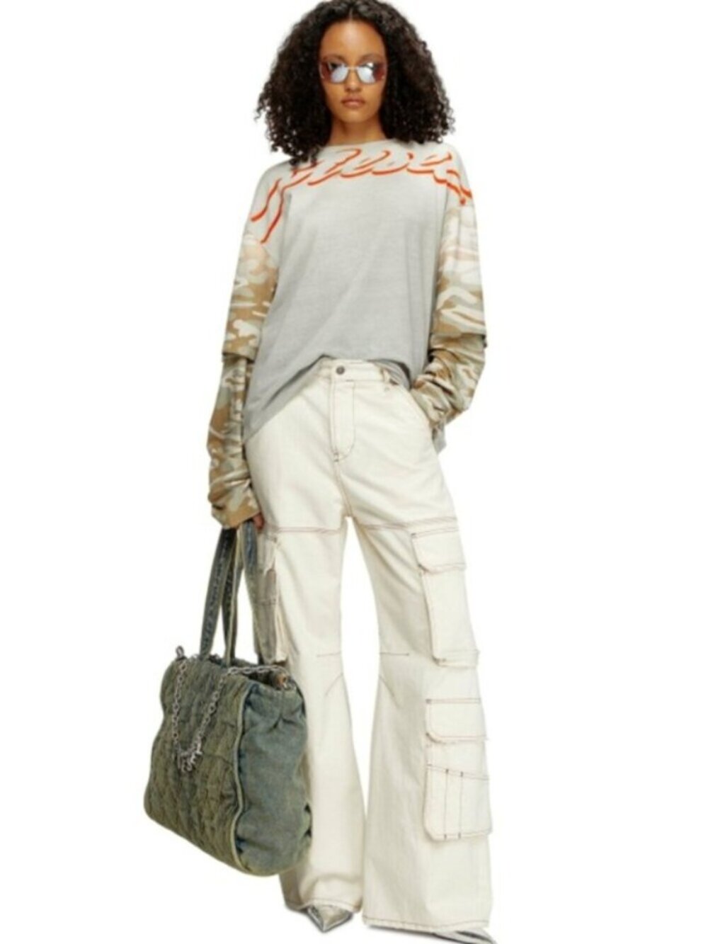 DIESEL 1996 D-Sire Cargo D Jeans Cream Ivory Size 26 NWT